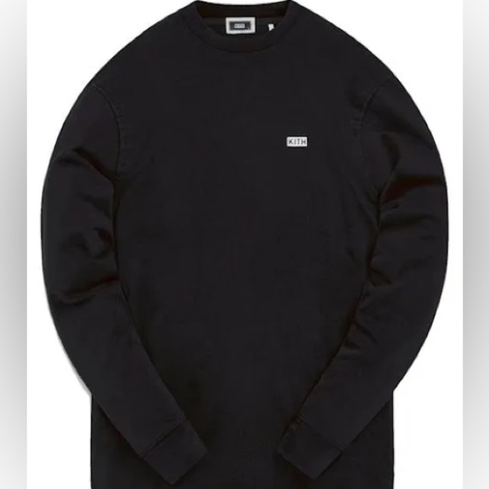 Kith Jet Black Mini Box Logo Crewneck Longsleeve T-shirt M USA NWT